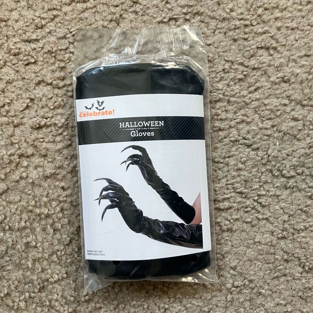 Halloween black Gloves with Claws 🖤